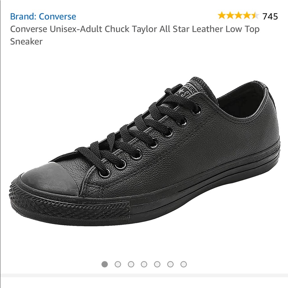 Black leather unisex Low-top converse - Picture 1 of 8